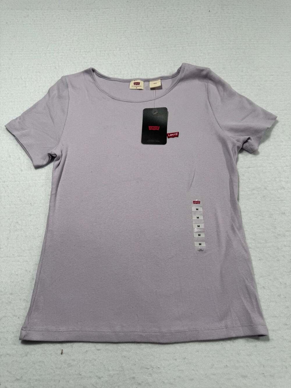 Levi’s Women’s Ribbed Crew Neck Short Sleeve T-Shirt Lavender Size M NWT